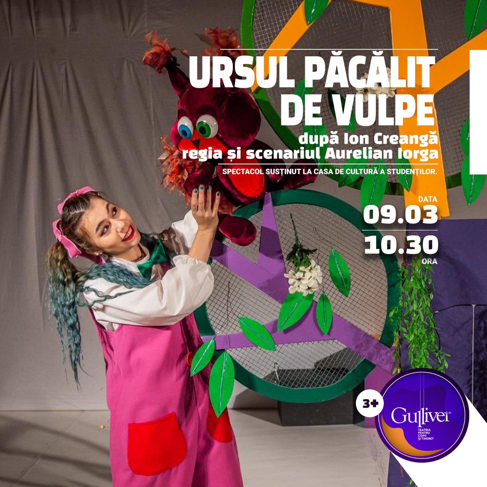 O inedită incursiune în lumea copilăriei, alături de "Ursul păcălit de vulpe", la Teatrul ”Gulliver”